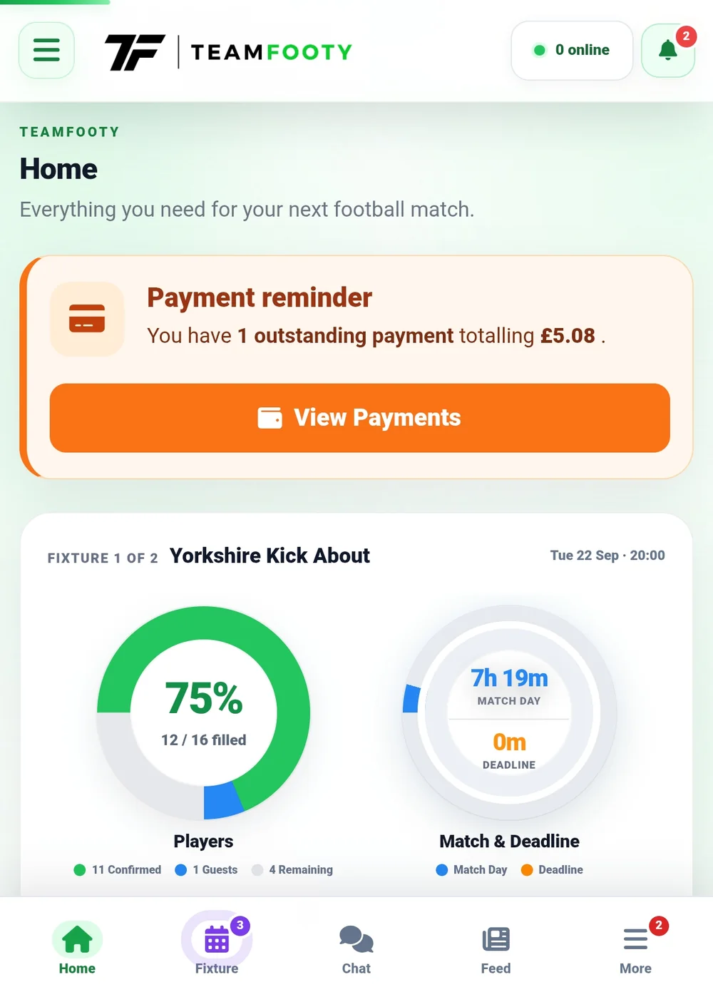 Actual TeamFooty player dashboard