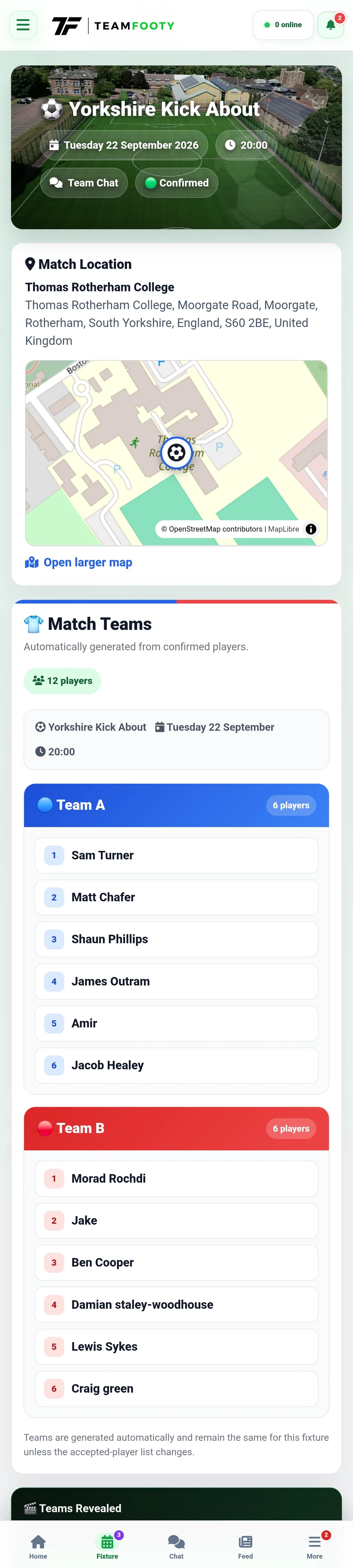 Real TeamFooty fixture page