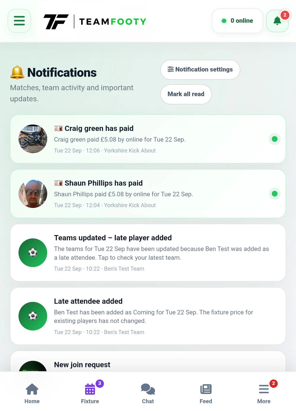 TeamFooty notifications